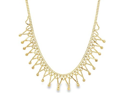 18K Yellow Gold Necklace with Geometric Ball Dangles