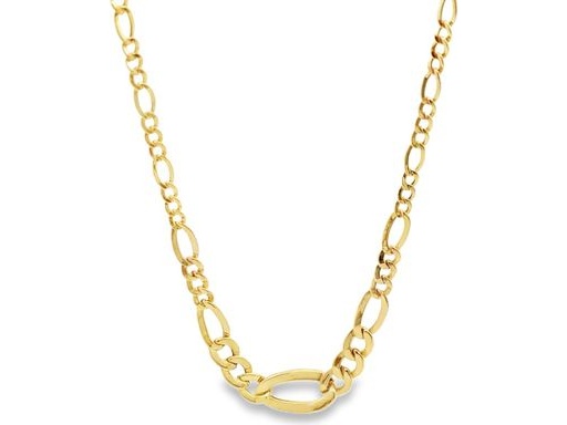 18K Yellow Gold Figaro Chain Necklace – 17.5 inch