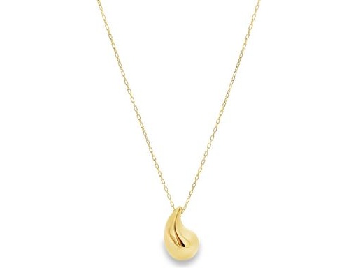 18K Yellow Gold Flame-Shaped Pendant Necklace – Adjustable Chain