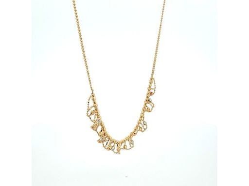 18K Yellow Gold Twisted Wire Bib Necklace with Decorative Loops
