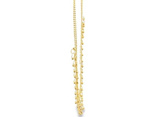 18K Yellow Gold Bib Necklace with Intricate Loop Fringe Design