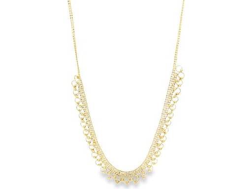 18K Yellow Gold Bib Necklace with Intricate Loop Fringe Design