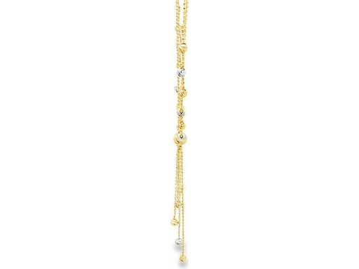 18K Yellow Gold Necklace with Graduated Droplet Charms and Cascading Tassel Accent