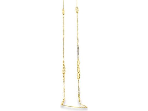 18K Yellow Gold 31.5-Inch Long Necklace with Oval Textured Beads
