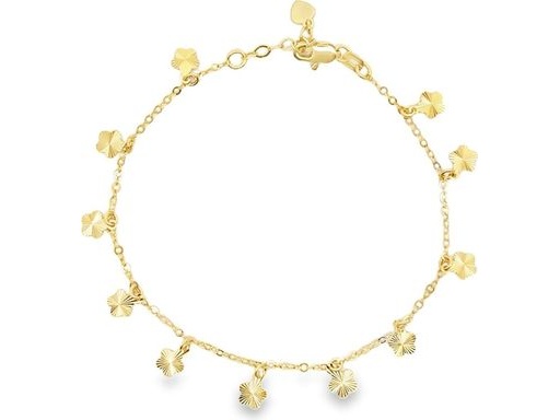 18K Yellow Gold Floral Charm Bracelet – 7.7 Inch