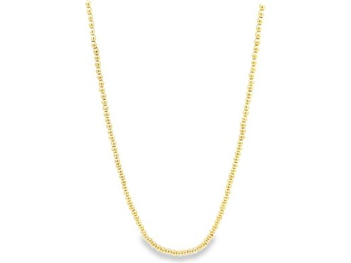 18K Yellow Gold Beaded Chain Necklace – 16.5 Inch Adjustable to 18 Inch – Elegant and Versatile Design