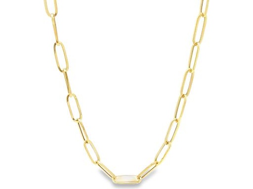 18K Yellow Gold 17.7-Inch Elongated Paperclip Chain Necklace