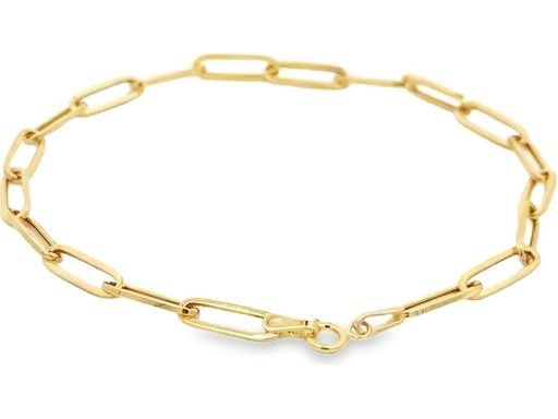 18K Yellow Gold Paperclip Chain Bracelet – 7.5 Inch