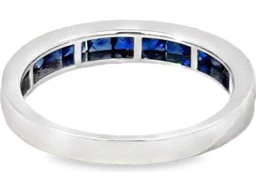 18K White Gold Band Ring with Channel-Set Blue Sapphires