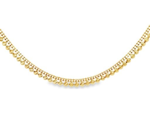 18K Yellow Gold Double Beaded Chain Necklace