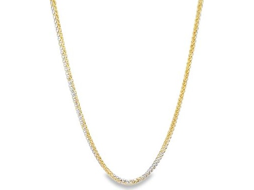 18K two-tone White and yellow Gold Wheat Chain Necklace – 22 Inch