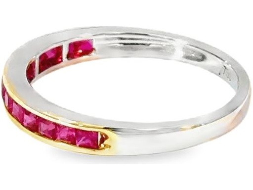 18K White Gold Band Ring with Channel-Set Rubys