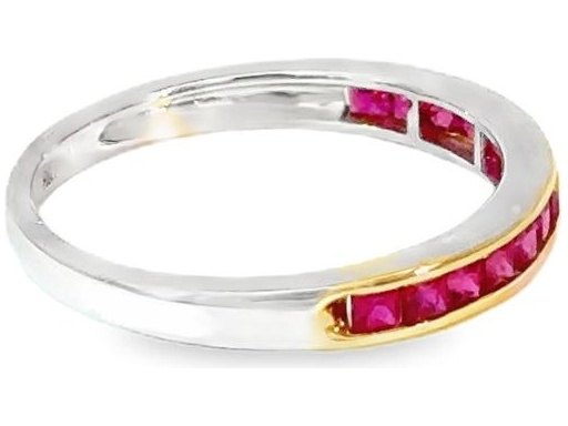 18K White Gold Band Ring with Channel-Set Rubys