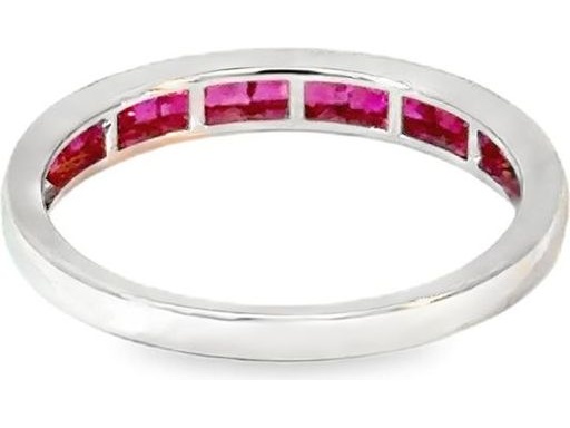 18K White Gold Band Ring with Channel-Set Rubys