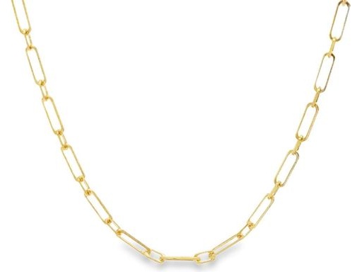 18K Yellow Gold Paperclip Chain Necklace – 18 Inches