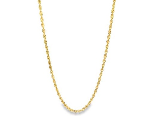 18K Yellow Gold Rope Chain Necklace – 18 Inches
