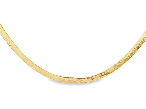 18K Yellow Gold Herringbone Chain Necklace – 18 Inches