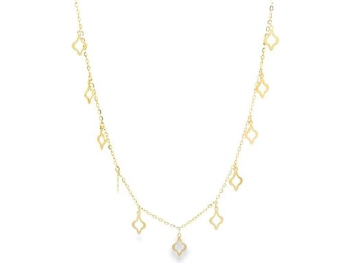 18K Yellow Gold Geometric Dangle Necklace