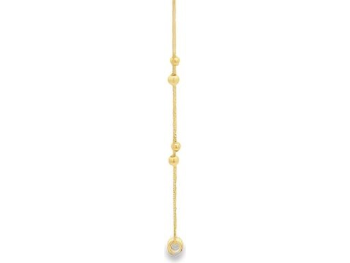 18K Yellow Gold Beaded Necklace with Interlocked Ring Charm
