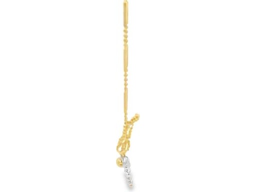 18K Yellow Gold Necklace with Butterfly Motif and Beaded Tail