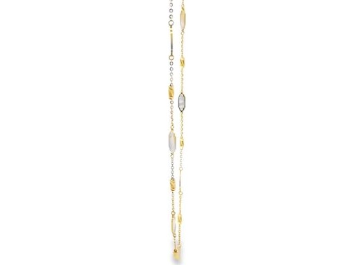 18K Yellow Gold Station Necklace with Elongated Mother-of-Pearl Accents