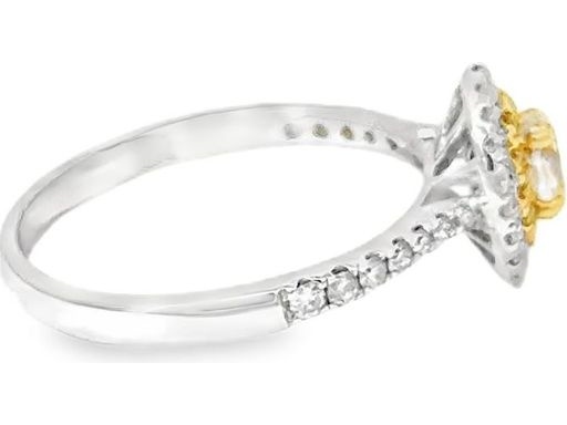 18K White Gold Halo Ring with Fancy Yellow Diamond in Centre
