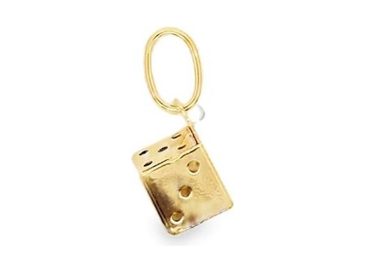 18K Yellow Gold Dice-Shaped Pendant