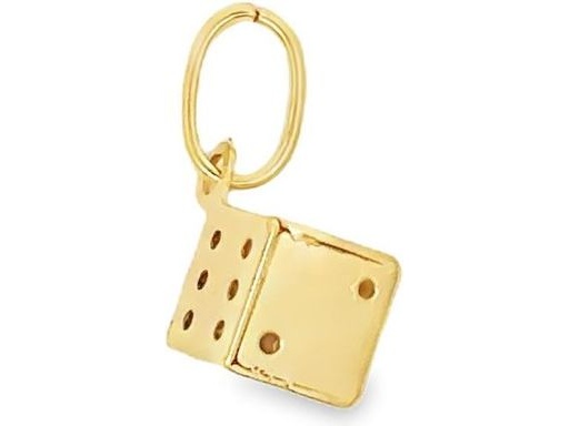 18K Yellow Gold Dice-Shaped Pendant