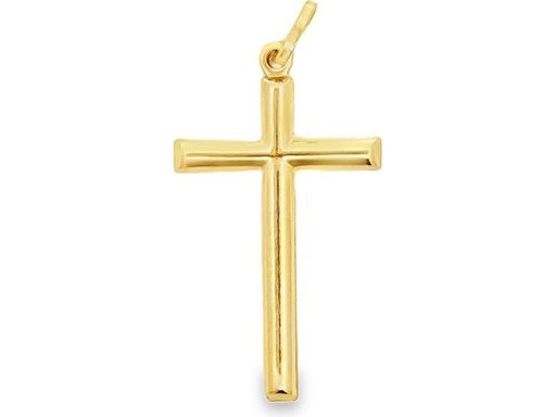 18K Yellow Gold Plain Cross Pendant – 1.5 Inch
