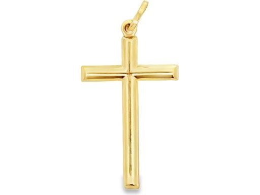 18K Yellow Gold Plain Cross Pendant – 1.5 Inch