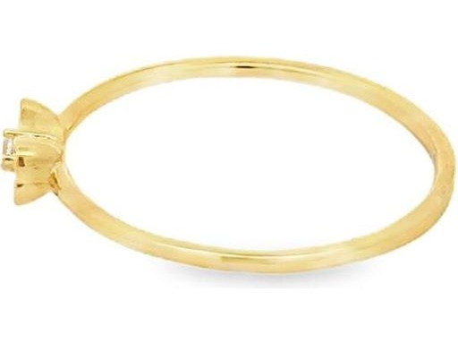 18K Yellow Gold Minimal Bow Ring with Center CZ Stone