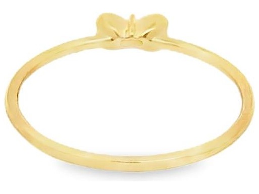 18K Yellow Gold Minimal Bow Ring with Center CZ Stone