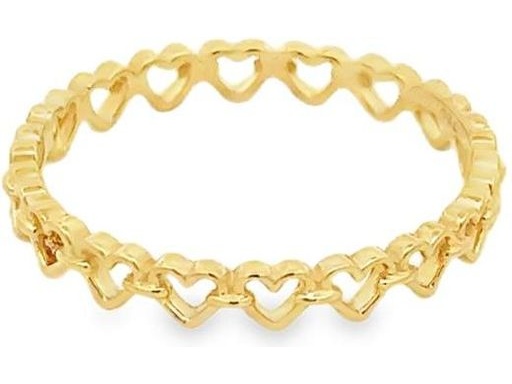 18K Yellow Gold Full Eternity Ring with Open Heart Design