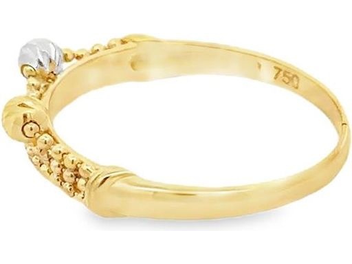 18K Yellow Gold Textured Ring with Dual Carved Beads (Yellow & White Gold)
