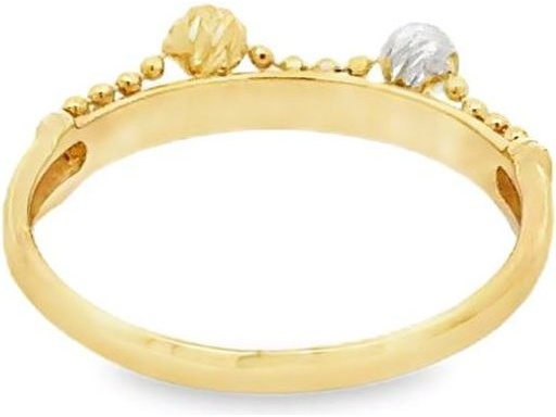 18K Yellow Gold Textured Ring with Dual Carved Beads (Yellow & White Gold)