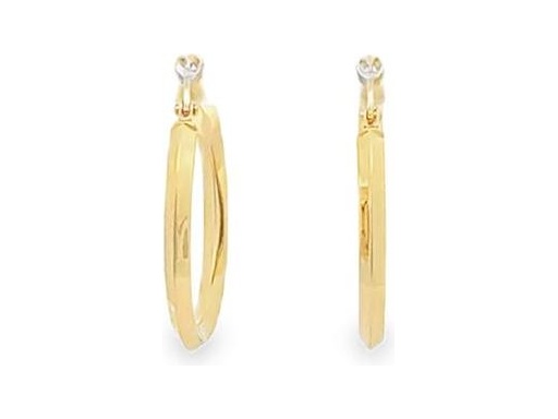 18K Yellow Gold 1-Inch Polished Flat Hoop Earrings
