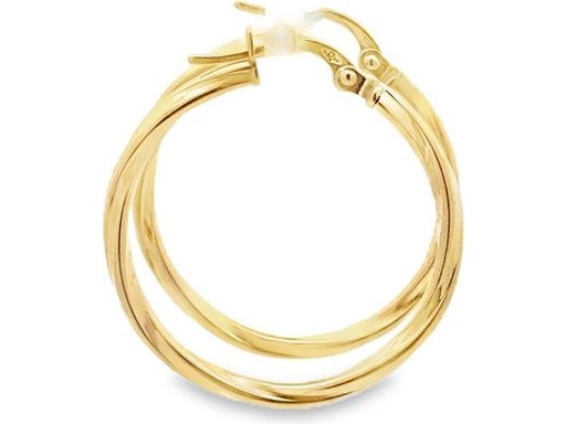 18K Yellow Gold 1-Inch Twisted Hoop Earrings