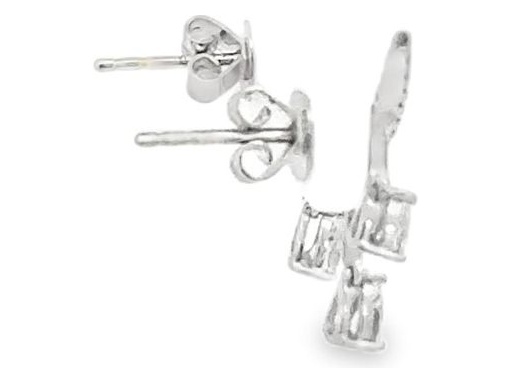 18K White Gold Drop Earrings with Natural Round and Pear-Cut Diamonds