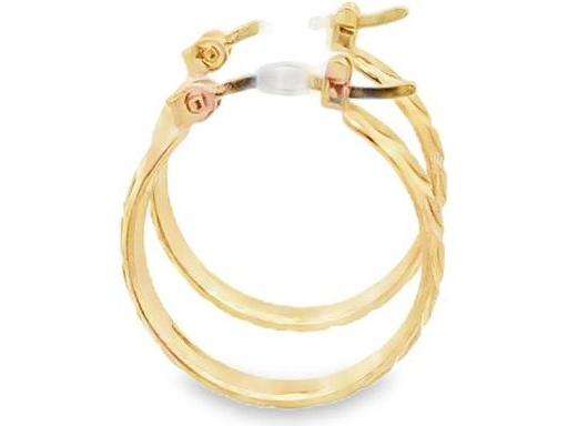 18K Yellow Gold 0.6-Inch Engraved Hoop Earrings