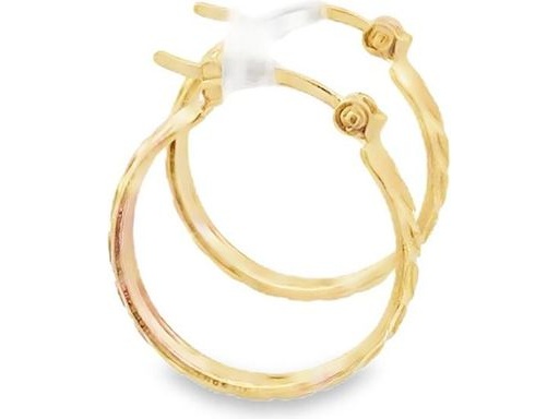 18K Yellow Gold 0.6-Inch Engraved Hoop Earrings