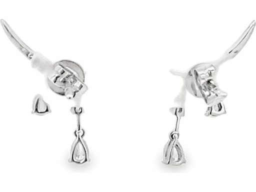 18K White Gold Drop Earrings with Natural Round and Pear-Cut Diamonds
