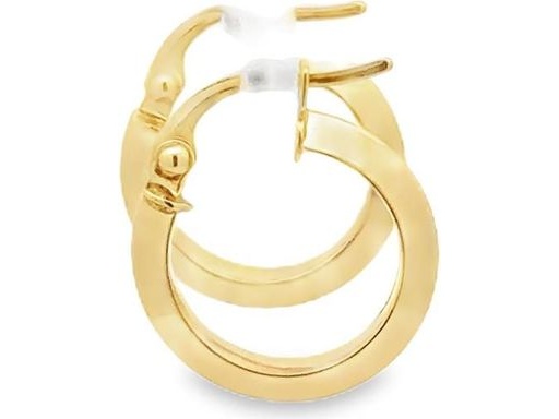 18K Yellow Gold 0.6-Inch Polished Flat Hoop Earrings