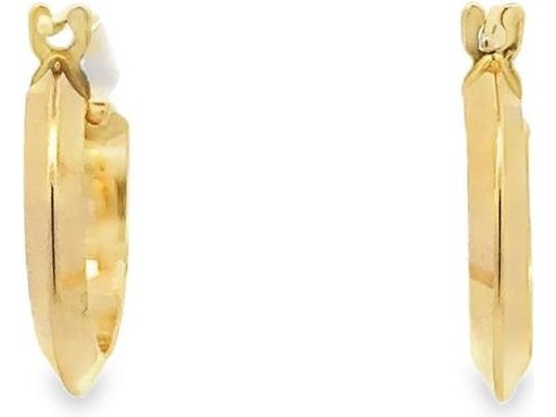 18K Yellow Gold 0.5-Inch Polished Flat Hoop Earrings