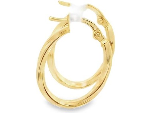 18K Yellow Gold 0.8-Inch Twisted Oval Hoop Earrings