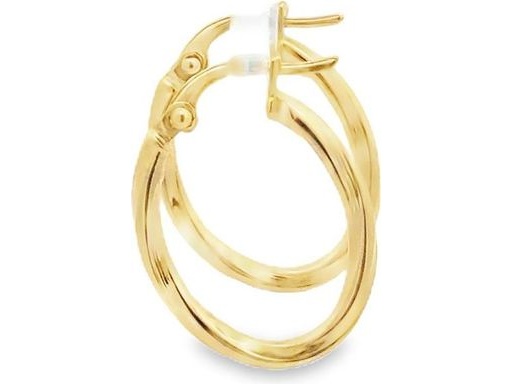 18K Yellow Gold 0.8-Inch Twisted Oval Hoop Earrings