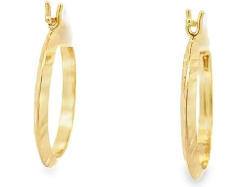 18K Yellow Gold 0.7-Inch Diamond-Cut Flat Hoop Earrings