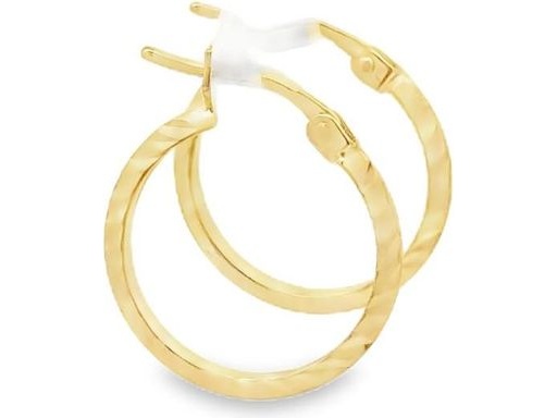 18K Yellow Gold 0.7-Inch Diamond-Cut Flat Hoop Earrings