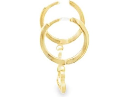 18K Yellow Gold 0.4-Inch Hoop Earrings with Heart LOVE Charms and CZ Stones