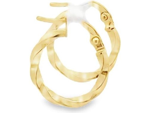 18K Yellow Gold 0.6-Inch Twisted Wave Hoop Earrings