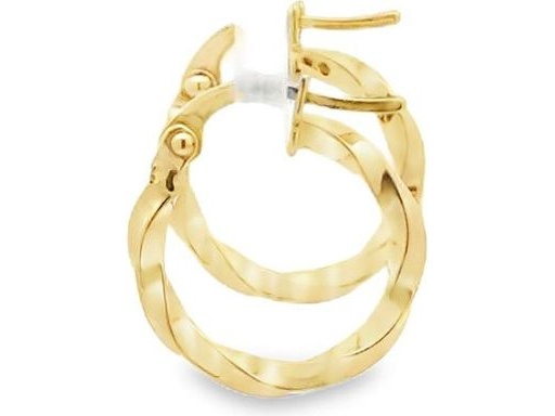18K Yellow Gold 0.6-Inch Twisted Wave Hoop Earrings